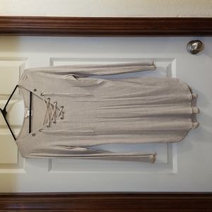 💥3 for $10💥 Wetseal Ribbed Shirttail Dress w/ Lace-up Neckline